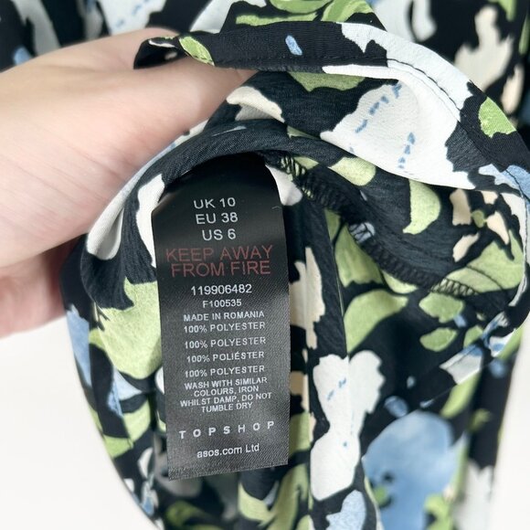 NWT Topshop Floral Mini Tea Dress with Puff Sleeves - Picture 8 of 8